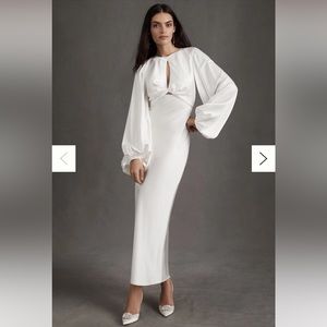 Significant Other Demi Long Sleeve Open-Back Midi Dress